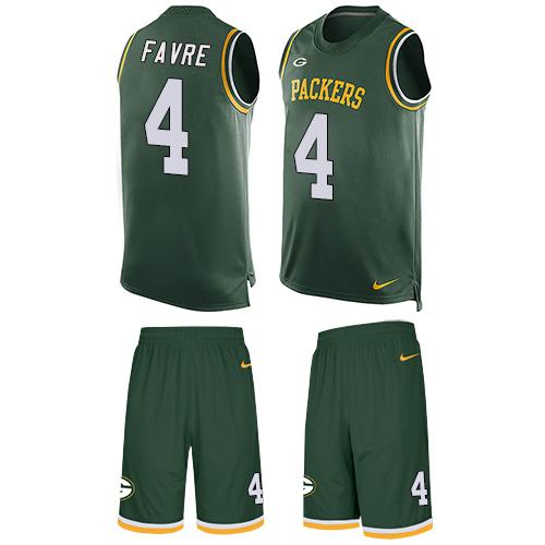 Nike Packers #4 Brett Favre Green Team Color Men's Stitched NFL Limited Tank Top Suit Jersey - Click Image to Close